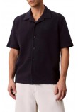 CALVIN KLEIN JEANS HD COTTON WAFFLE CAMP SHIRT ΠΟΥΚΑΜΙΣΟ ΑΝΔΡΙΚΟ BLACK
