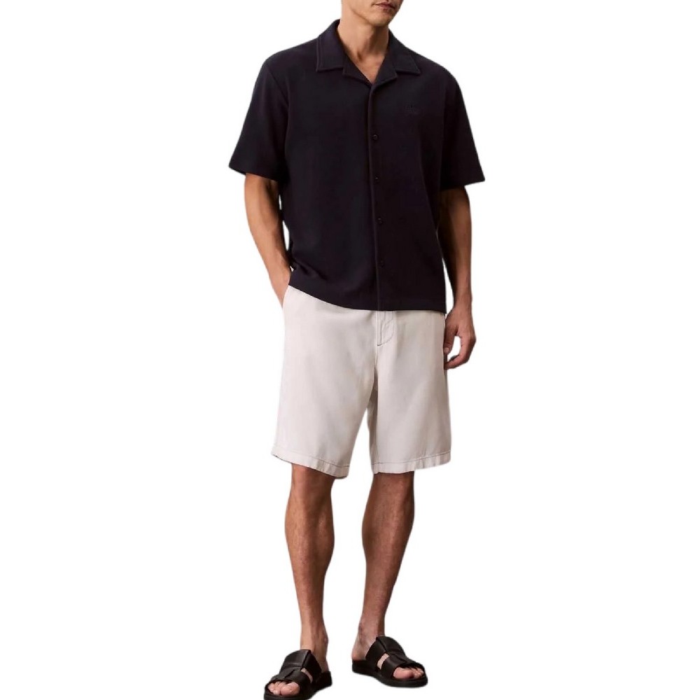 CALVIN KLEIN JEANS HD COTTON WAFFLE CAMP SHIRT ΠΟΥΚΑΜΙΣΟ ΑΝΔΡΙΚΟ BLACK