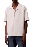 CALVIN KLEIN JEANS HD COTTON WAFFLE CAMP SHIRT ΠΟΥΚΑΜΙΣΟ ΑΝΔΡΙΚΟ OFF WHITE