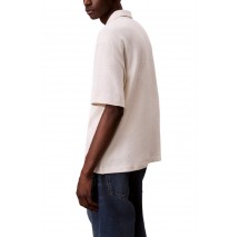 CALVIN KLEIN JEANS HD COTTON WAFFLE CAMP SHIRT ΠΟΥΚΑΜΙΣΟ ΑΝΔΡΙΚΟ OFF WHITE