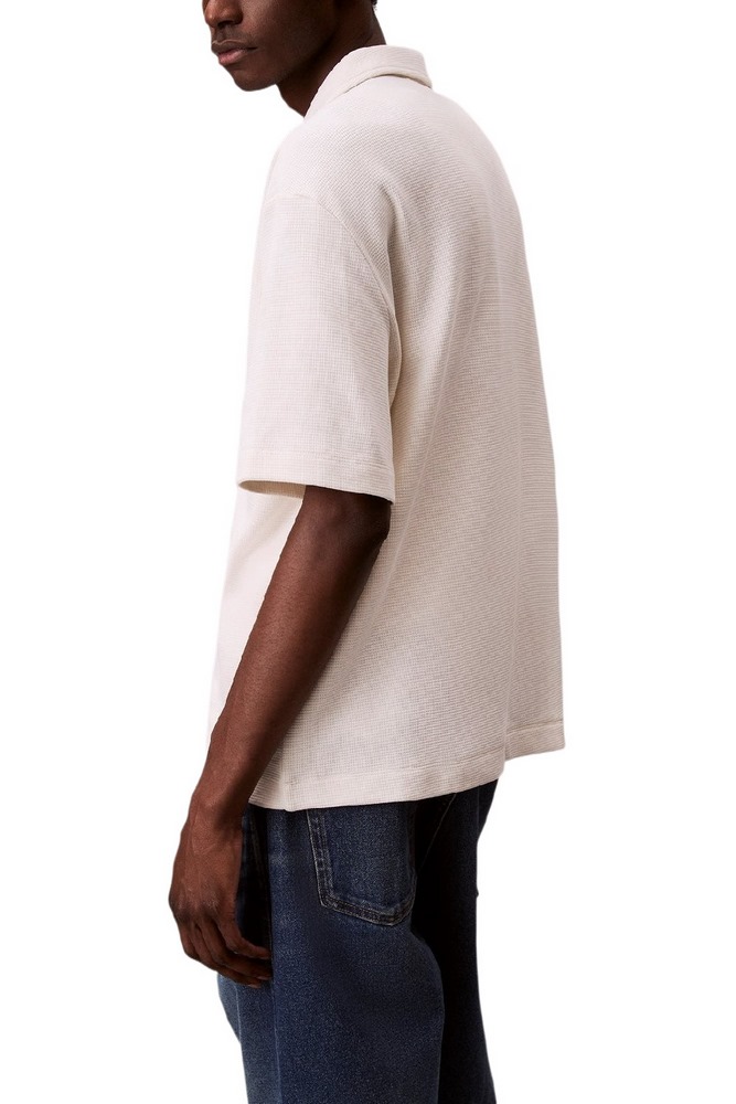 CALVIN KLEIN JEANS HD COTTON WAFFLE CAMP SHIRT ΠΟΥΚΑΜΙΣΟ ΑΝΔΡΙΚΟ OFF WHITE