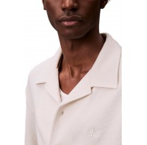 CALVIN KLEIN JEANS HD COTTON WAFFLE CAMP SHIRT ΠΟΥΚΑΜΙΣΟ ΑΝΔΡΙΚΟ OFF WHITE