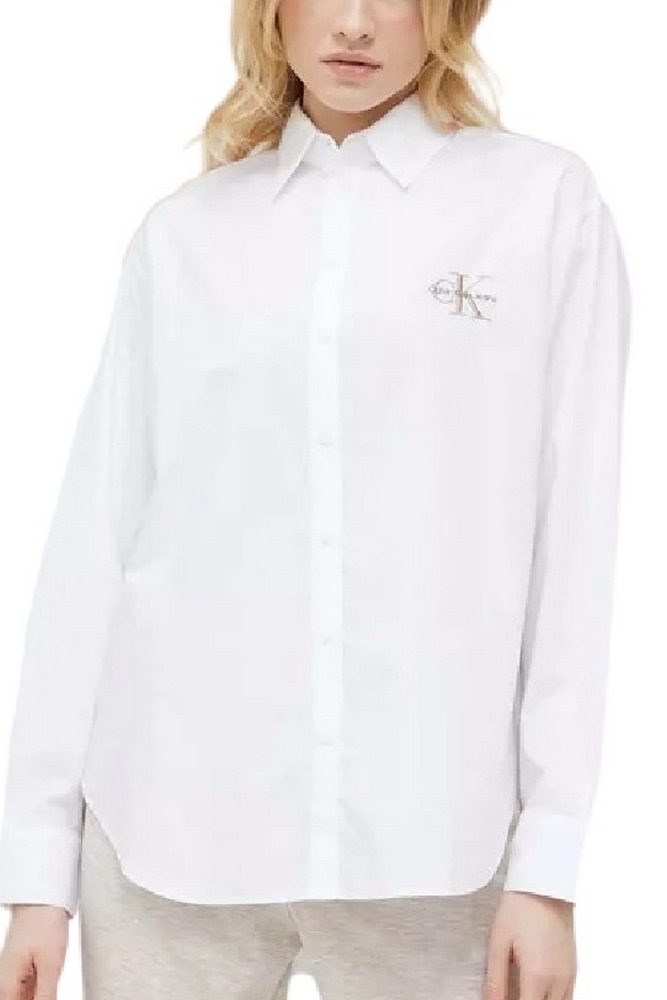 CALVIN KLEIN JEANS MONOLOGO RELAXED SHIRT ΠΟΥΚΑΜΙΣΟ ΓΥΝΑΙΚΕΙΟ WHITE