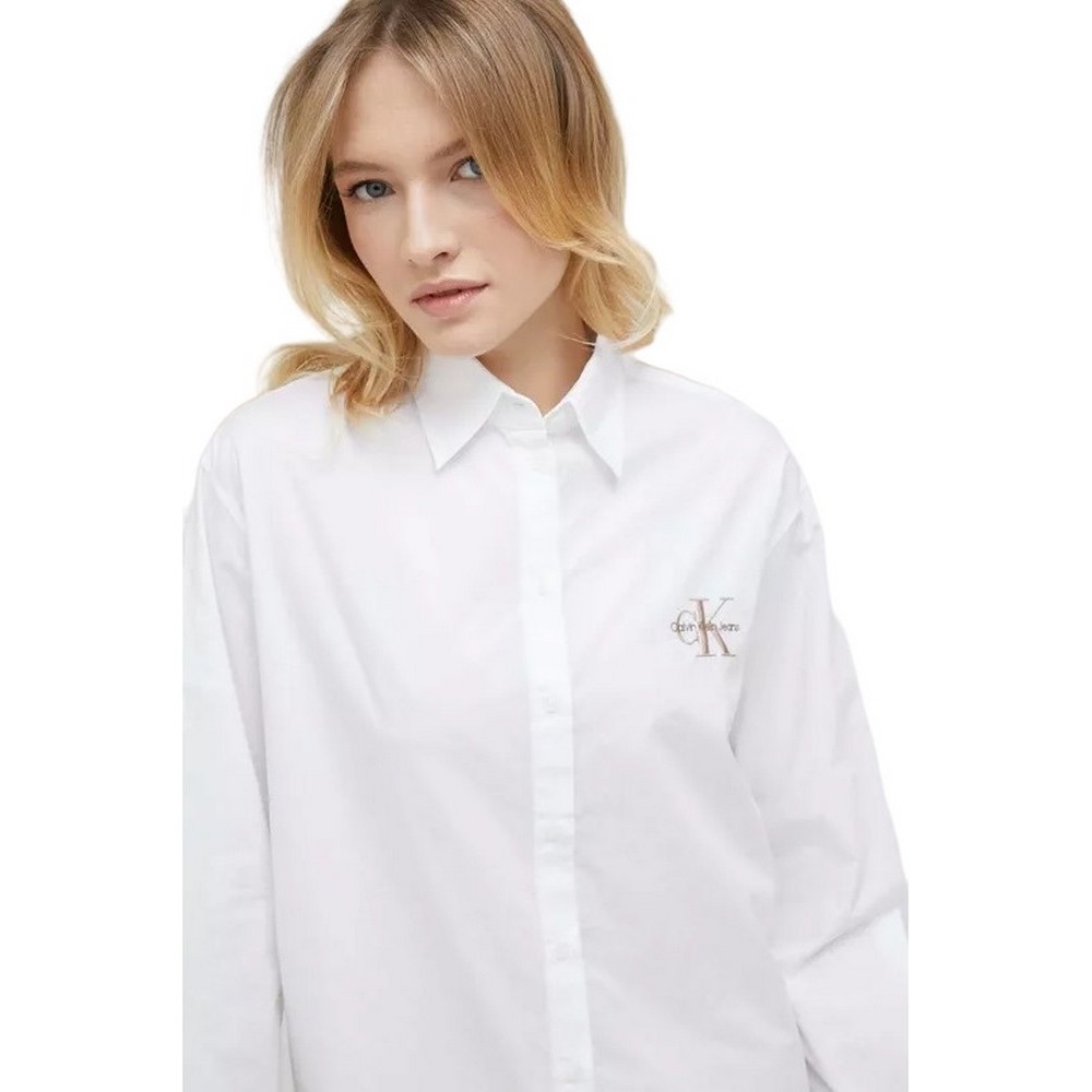 CALVIN KLEIN JEANS MONOLOGO RELAXED SHIRT ΠΟΥΚΑΜΙΣΟ ΓΥΝΑΙΚΕΙΟ WHITE