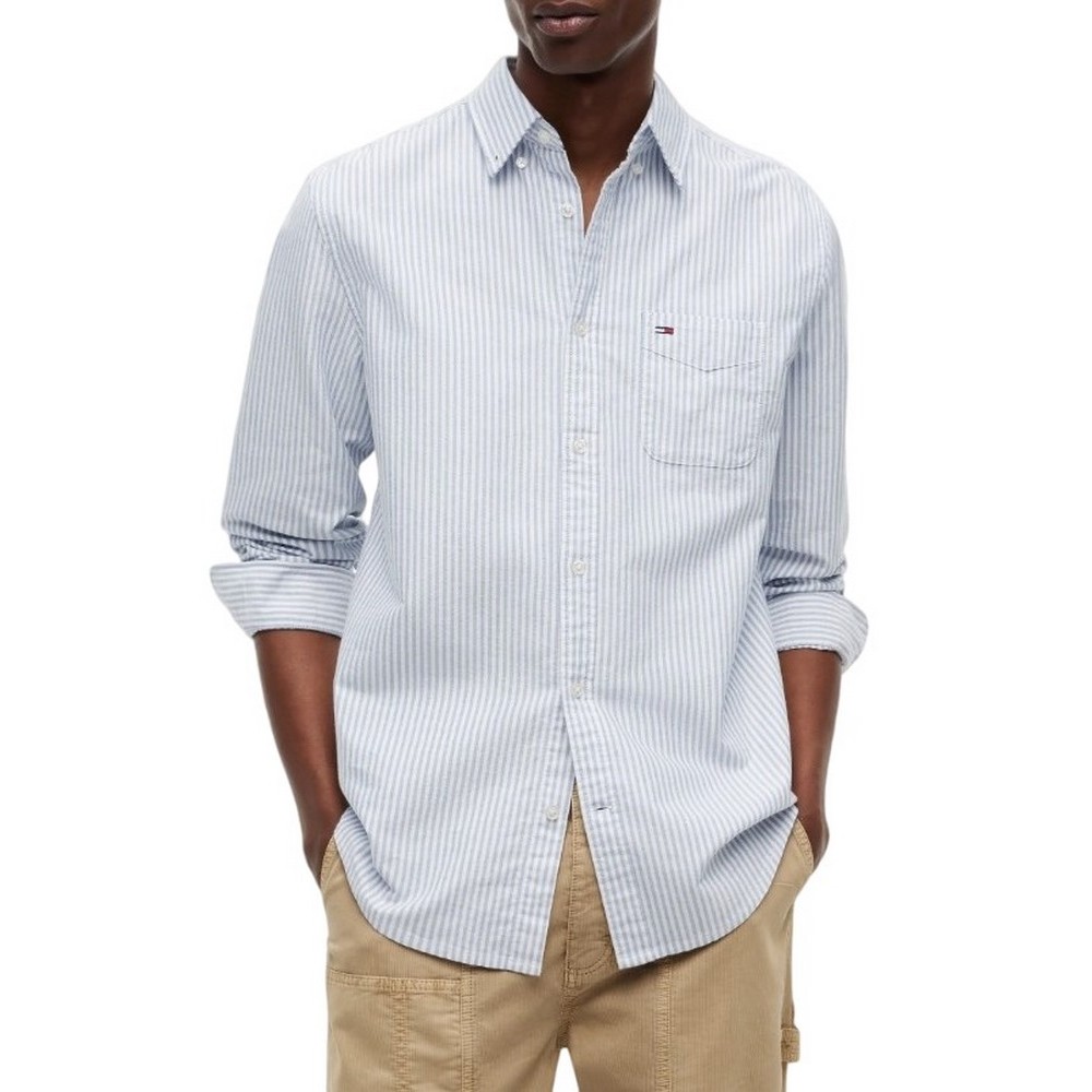TOMMY JEANS REG STRIPE OXFORD SHIRT EXT ΠΟΥΚΑΜΙΣΟ ΑΝΔΡΙΚΟ BLUE