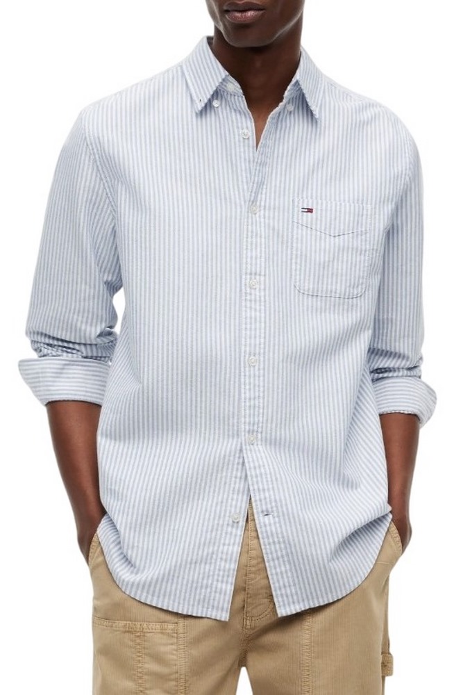 TOMMY JEANS REG STRIPE OXFORD SHIRT EXT ΠΟΥΚΑΜΙΣΟ ΑΝΔΡΙΚΟ BLUE