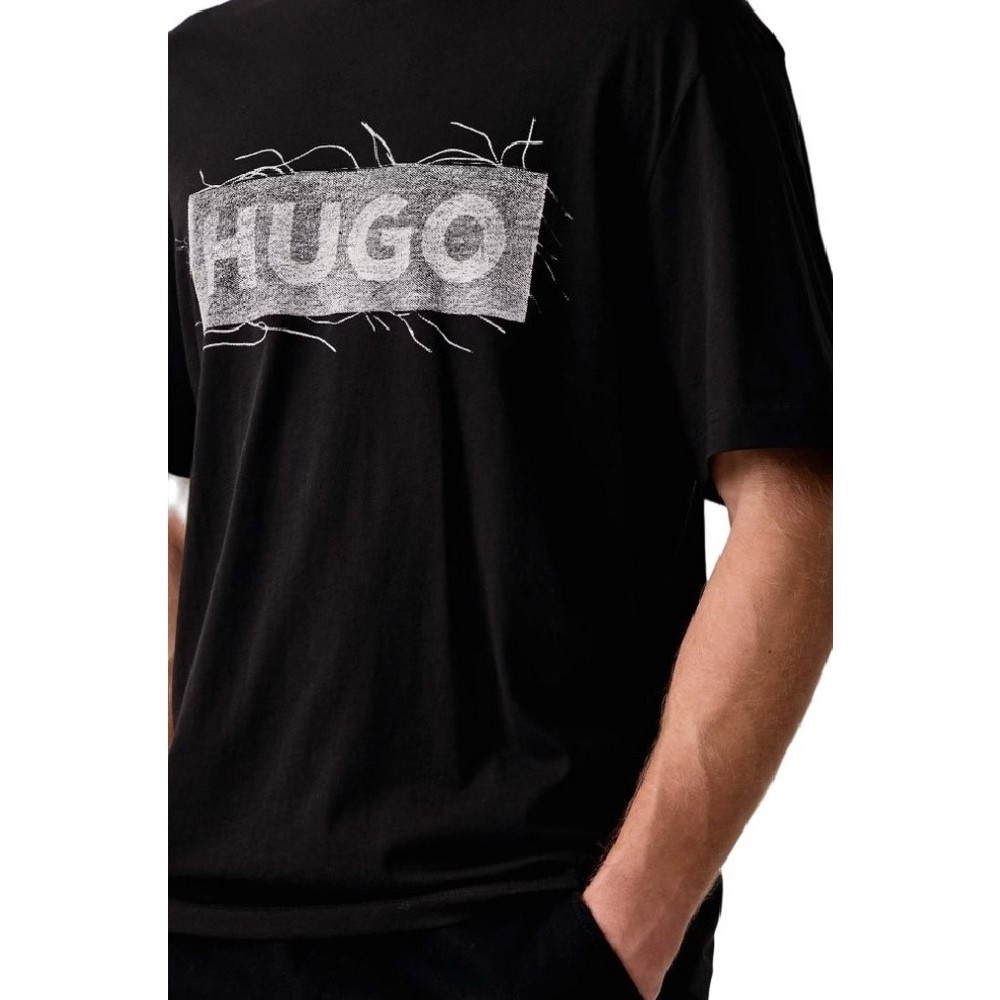 HUGO BOSS NAXTER JERSEY T-SHIRT ΜΠΛΟΥΖΑ ΑΝΔΡΙΚΗ BLACK/BLACK