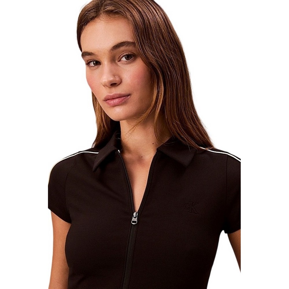 CALVIN KLEIN JEANS SS PUNTO MILANO SHRUNKEN POLO T-SHIRT ΜΠΛΟΥΖΑ ΓΥΝΑΙΚΕΙΑ BLACK