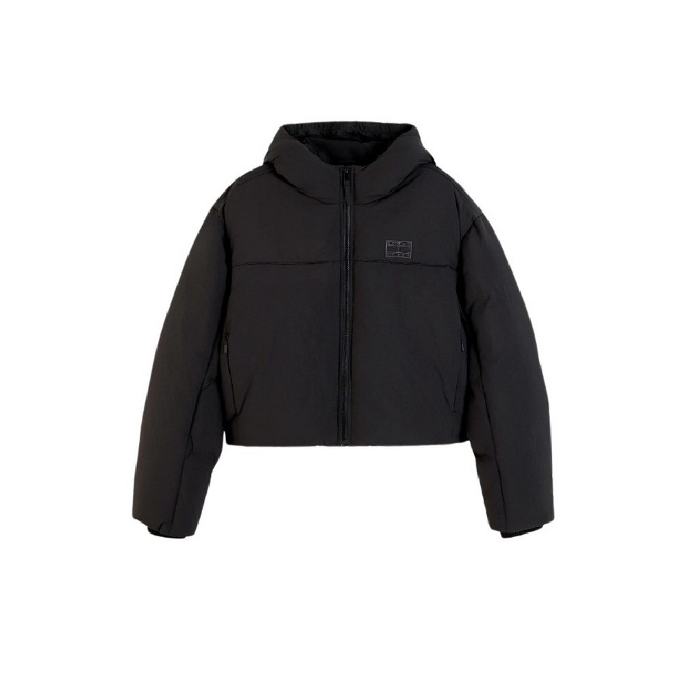 TOMMY JEANS HOODED FLAG PUFFER EXT ΜΠΟΥΦΑΝ ΓΥΝΑΙΚΕΙΟ BLACK