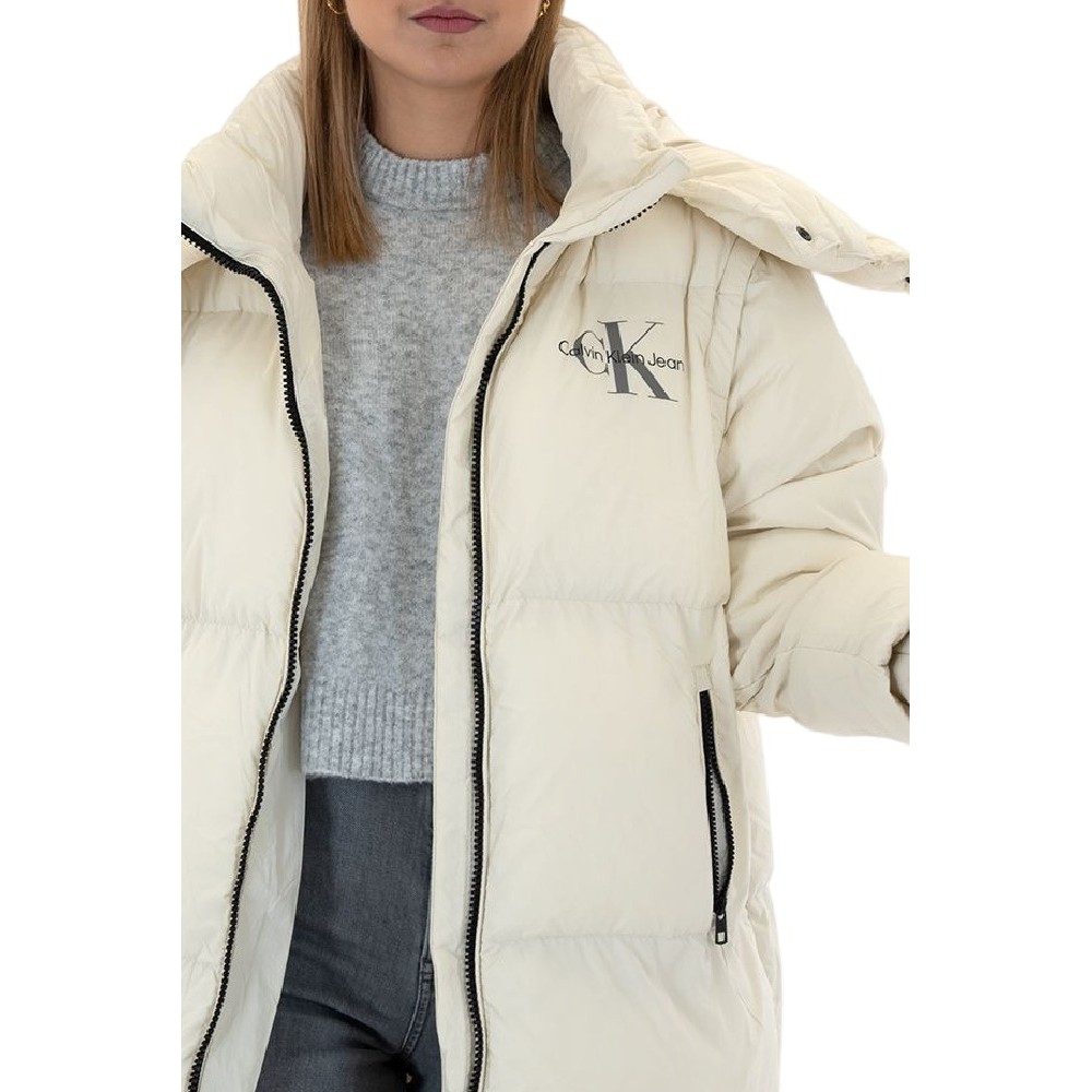 CALVIN KLEIN JEANS REMOVABLE SLEEVES LONG PUFFER ΜΠΟΥΦΑΝ ΓΥΝΑΙΚΕΙΟ ECRU