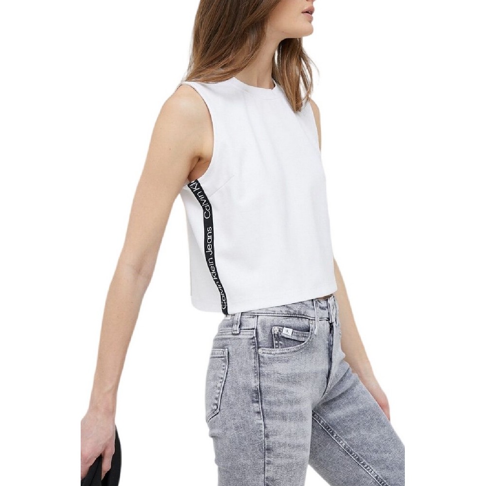 CALVIN KLEIN JEANS LOGO TAPE MILANO LOOSE TOP ΓΥΝΑΙΚΕΙΟ WHITE