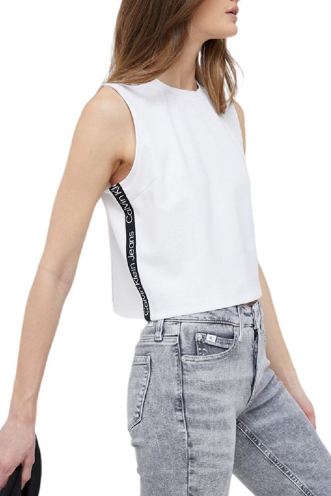 CALVIN KLEIN JEANS LOGO TAPE MILANO LOOSE TOP ΓΥΝΑΙΚΕΙΟ WHITE