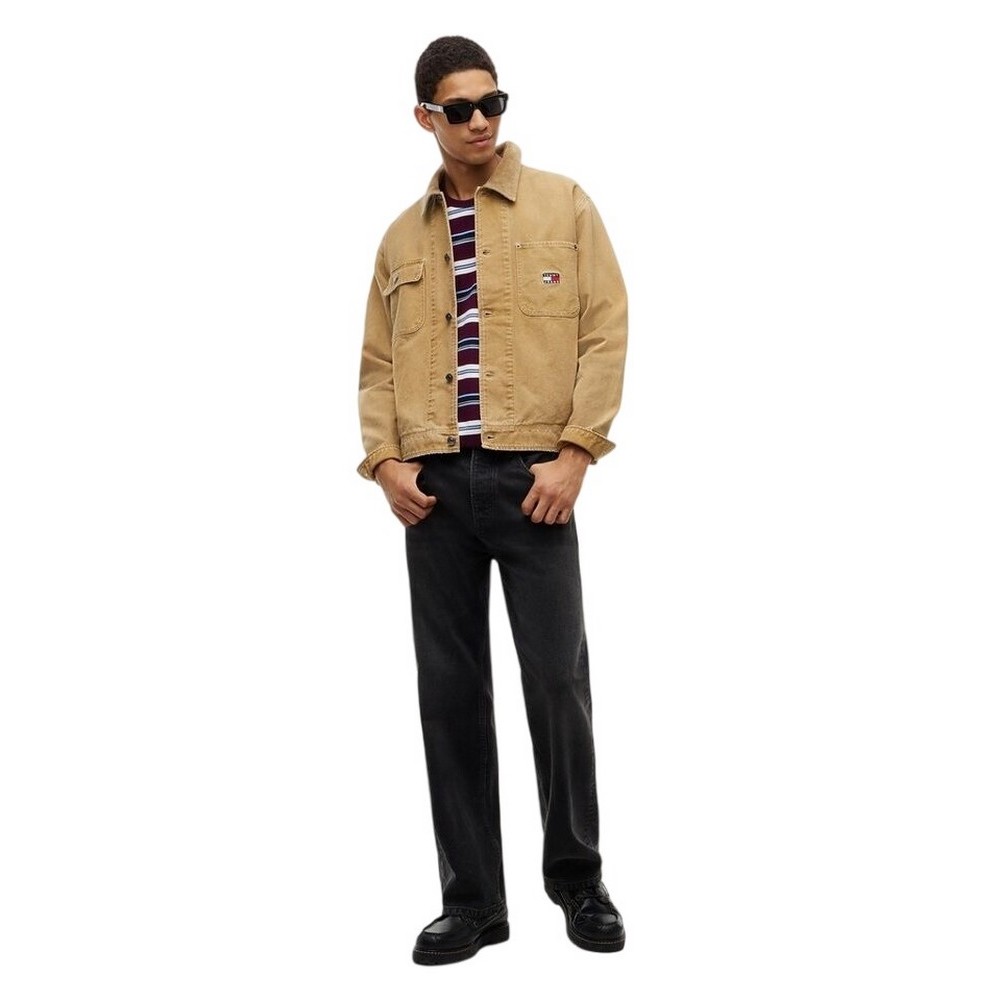 TOMMY JEANS CORD COLLAR CANVAS OVS EXT ΜΠΟΥΦΑΝ ΑΝΔΡΙΚΟ BEIGE