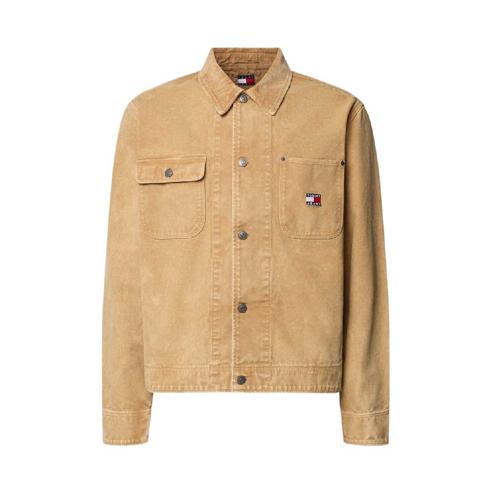 TOMMY JEANS CORD COLLAR CANVAS OVS EXT ΜΠΟΥΦΑΝ ΑΝΔΡΙΚΟ BEIGE