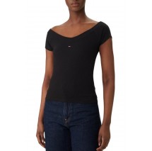 TOMMY JEANS SLIM OFF SHOULDER RIB TOP ΤΟΠ ΓΥΝΑΙΚΕΙΟ BLACK