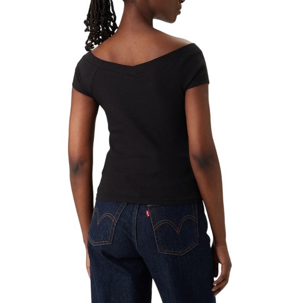 TOMMY JEANS SLIM OFF SHOULDER RIB TOP ΤΟΠ ΓΥΝΑΙΚΕΙΟ BLACK