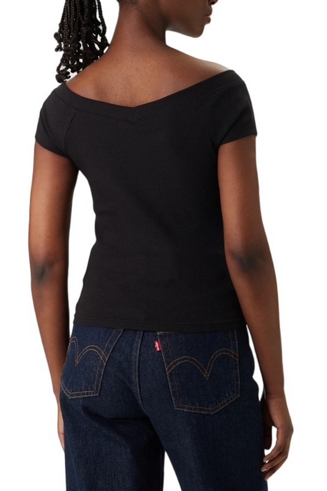 TOMMY JEANS SLIM OFF SHOULDER RIB TOP ΤΟΠ ΓΥΝΑΙΚΕΙΟ BLACK