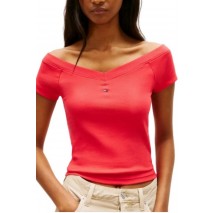 TOMMY JEANS SLIM OFF SHOULDER RIB TOP ΤΟΠ ΓΥΝΑΙΚΕΙΟ RED ALERT