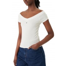 TOMMY JEANS SLIM OFF SHOULDER RIB TOP ΤΟΠ ΓΥΝΑΙΚΕΙΟ ECRU
