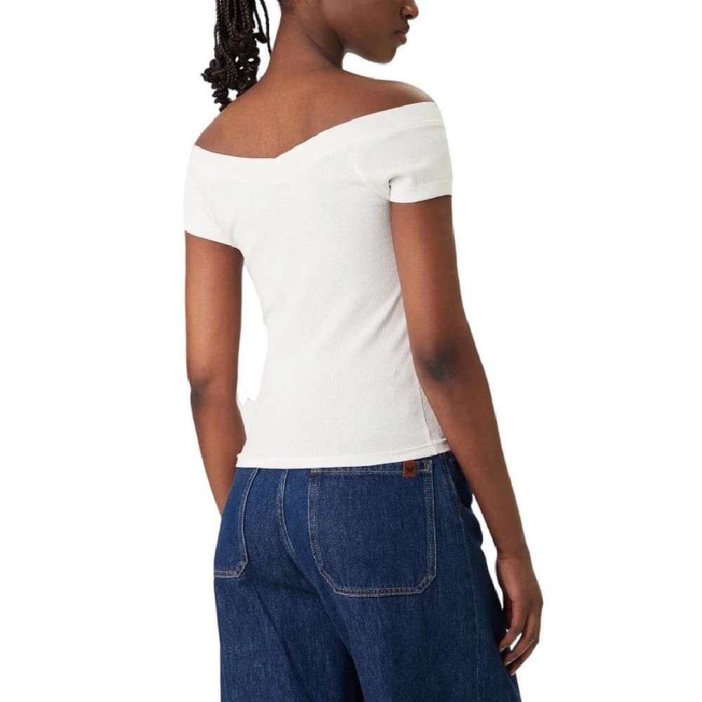 TOMMY JEANS SLIM OFF SHOULDER RIB TOP ΤΟΠ ΓΥΝΑΙΚΕΙΟ ECRU