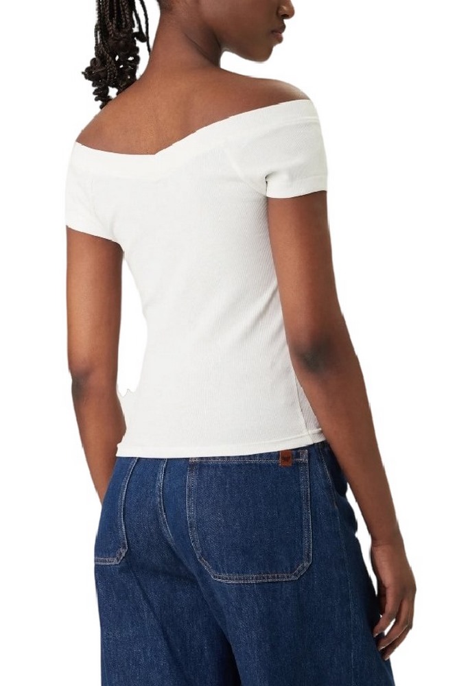TOMMY JEANS SLIM OFF SHOULDER RIB TOP ΤΟΠ ΓΥΝΑΙΚΕΙΟ ECRU