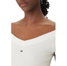 TOMMY JEANS SLIM OFF SHOULDER RIB TOP ΤΟΠ ΓΥΝΑΙΚΕΙΟ ECRU