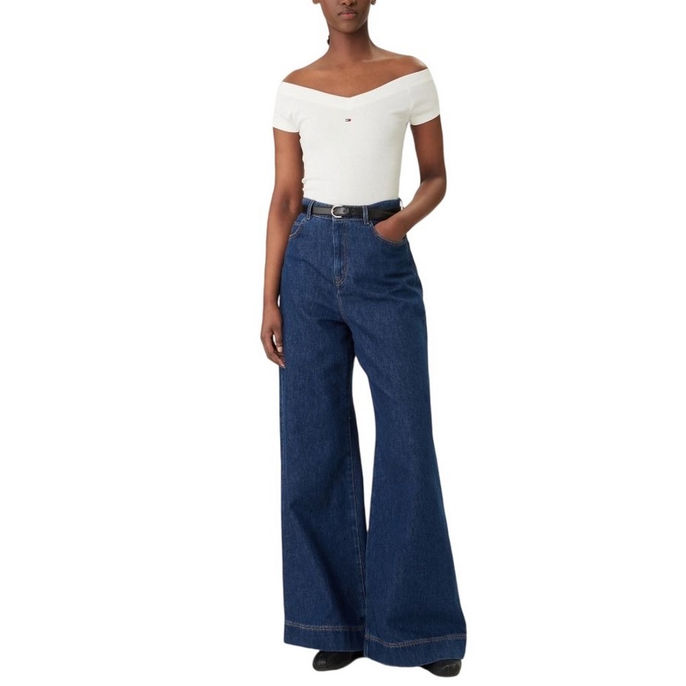 TOMMY JEANS SLIM OFF SHOULDER RIB TOP ΤΟΠ ΓΥΝΑΙΚΕΙΟ ECRU