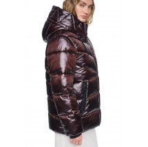 DKNY PEARALIZED HOODED PUFFER JACKET ΜΠΟΥΦΑΝ ΓΥΝΑΙΚΕΙΟ BROWN