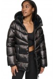 DKNY PEARALIZED HOODED PUFFER JACKET ΜΠΟΥΦΑΝ ΓΥΝΑΙΚΕΙΟ BLACK