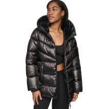 DKNY PEARALIZED HOODED PUFFER JACKET ΜΠΟΥΦΑΝ ΓΥΝΑΙΚΕΙΟ BLACK