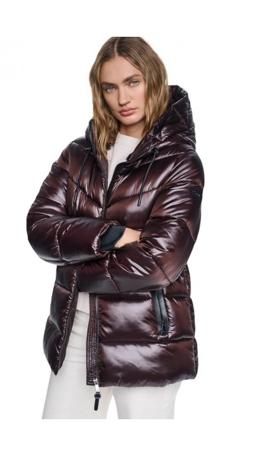 DKNY PEARALIZED HOODED PUFFER JACKET ΜΠΟΥΦΑΝ ΓΥΝΑΙΚΕΙΟ BROWN