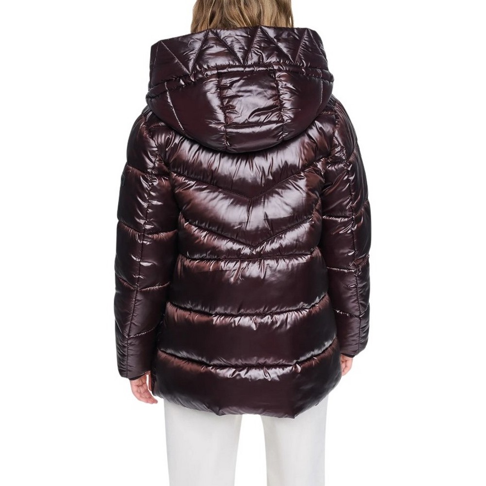 DKNY PEARALIZED HOODED PUFFER JACKET ΜΠΟΥΦΑΝ ΓΥΝΑΙΚΕΙΟ BROWN