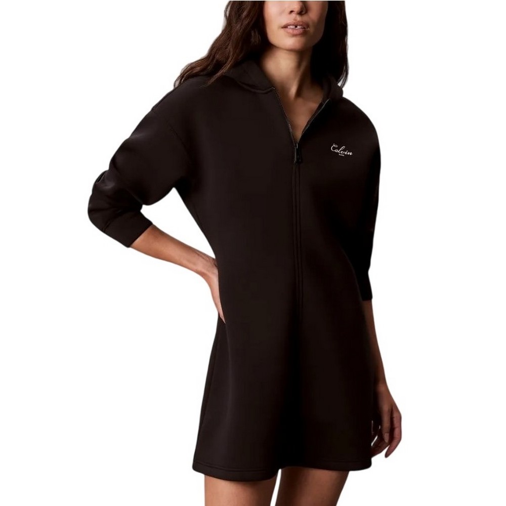 CALVIN KLEIN JEANS SCUBA FIT & FLARE ZIP HOODIE ΦΟΡΕΜΑ ΦΟΥΤΕΡ ΓΥΝΑΙΚΕΙΟ BLACK