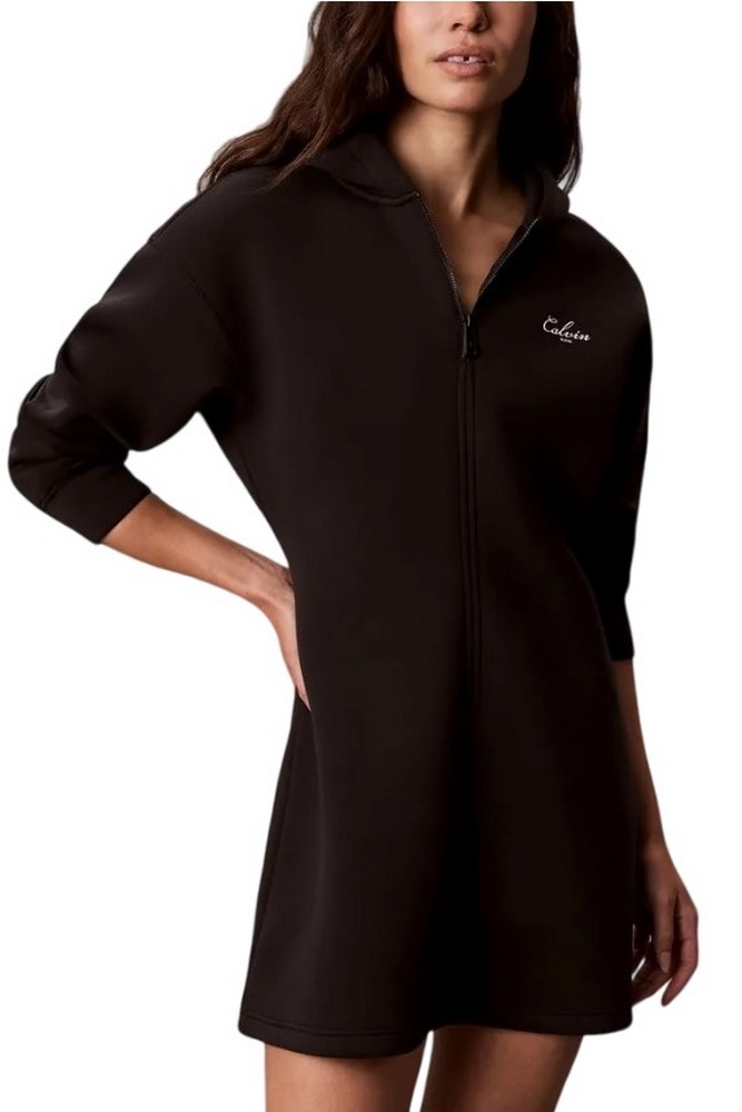 CALVIN KLEIN JEANS SCUBA FIT & FLARE ZIP HOODIE ΦΟΡΕΜΑ ΦΟΥΤΕΡ ΓΥΝΑΙΚΕΙΟ BLACK