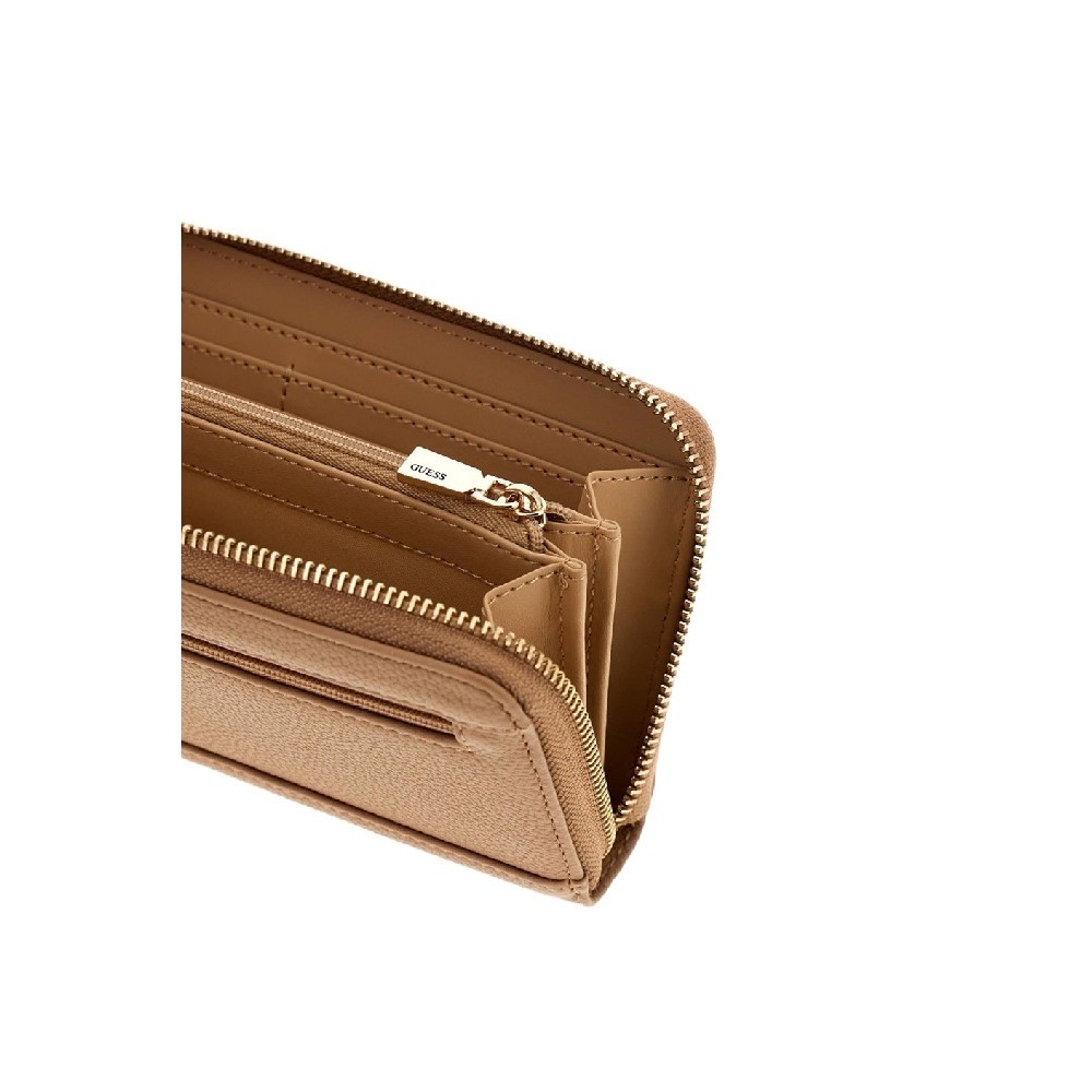 GUESS ISOLA SLG LARGE ZIP AROUND ΠΟΡΤΟΦΟΛΙ ΓΥΝΑΙΚΕΙΟ BEIGE