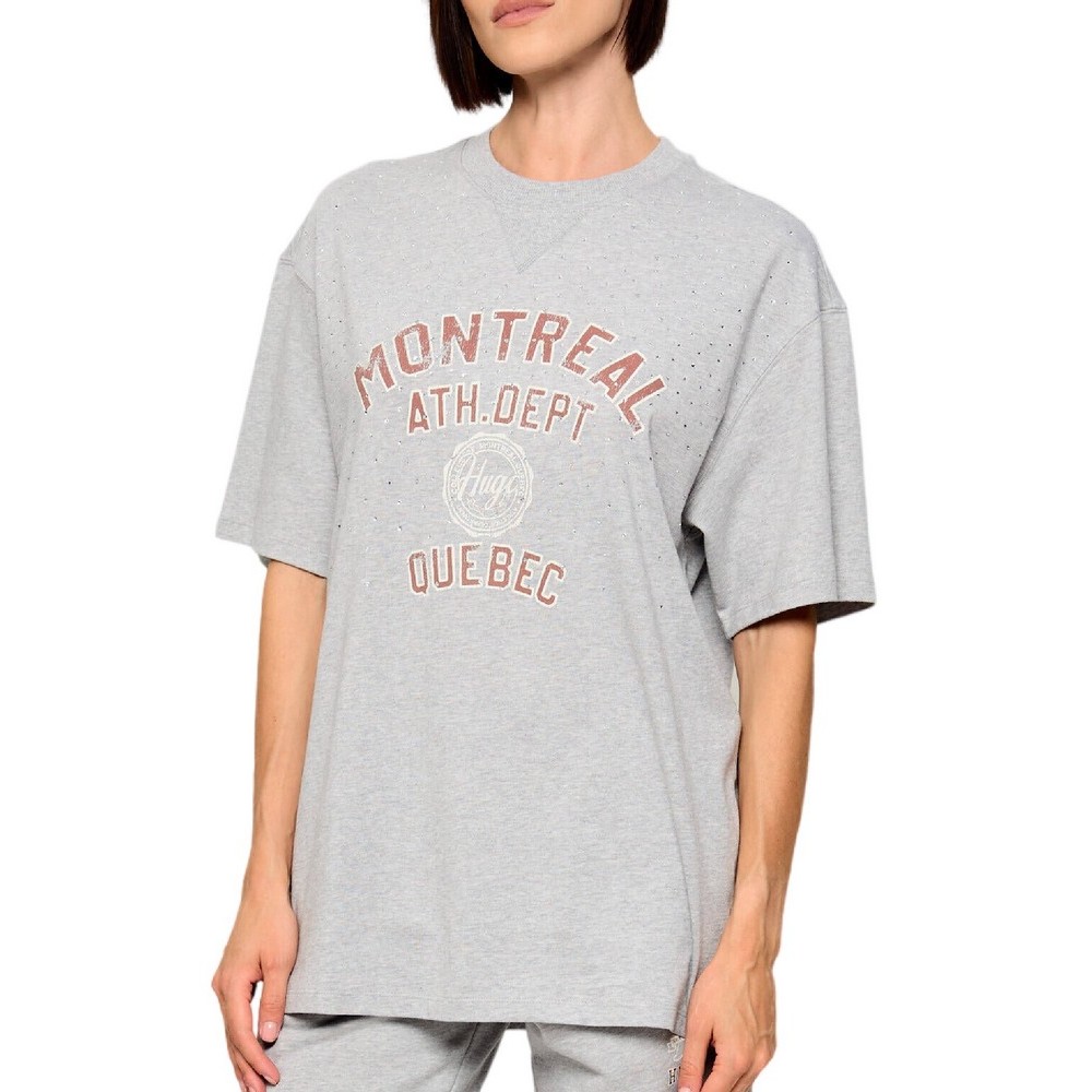 HUGO BOSS DAVELEY JERSEY T-SHIRT ΜΠΛΟΥΖΑ ΓΥΝΑΙΚΕΙΑ GREY
