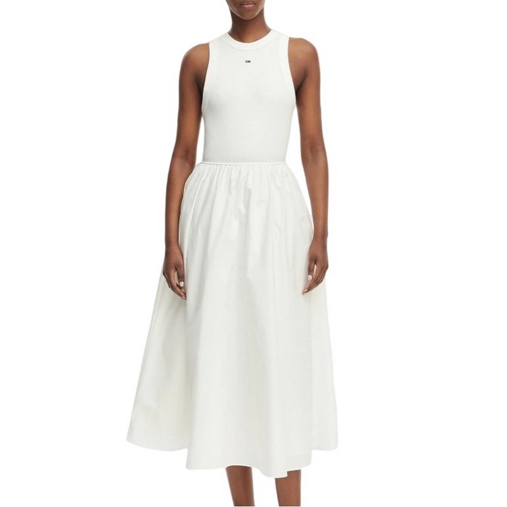 TOMMY JEANS RIB POPLIN TANK DRESS EXT ΦΟΡΕΜΑ ΓΥΝΑΙΚΕΙΟ ECRU