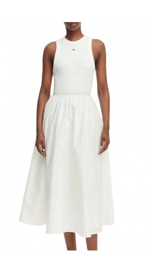 TOMMY JEANS RIB POPLIN TANK DRESS EXT ΦΟΡΕΜΑ ΓΥΝΑΙΚΕΙΟ ECRU