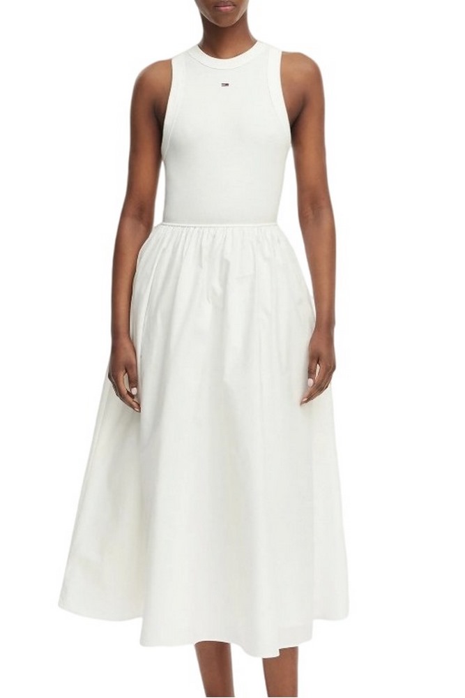 TOMMY JEANS RIB POPLIN TANK DRESS EXT ΦΟΡΕΜΑ ΓΥΝΑΙΚΕΙΟ ECRU