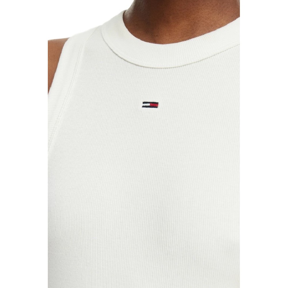 TOMMY JEANS RIB POPLIN TANK DRESS EXT ΦΟΡΕΜΑ ΓΥΝΑΙΚΕΙΟ ECRU