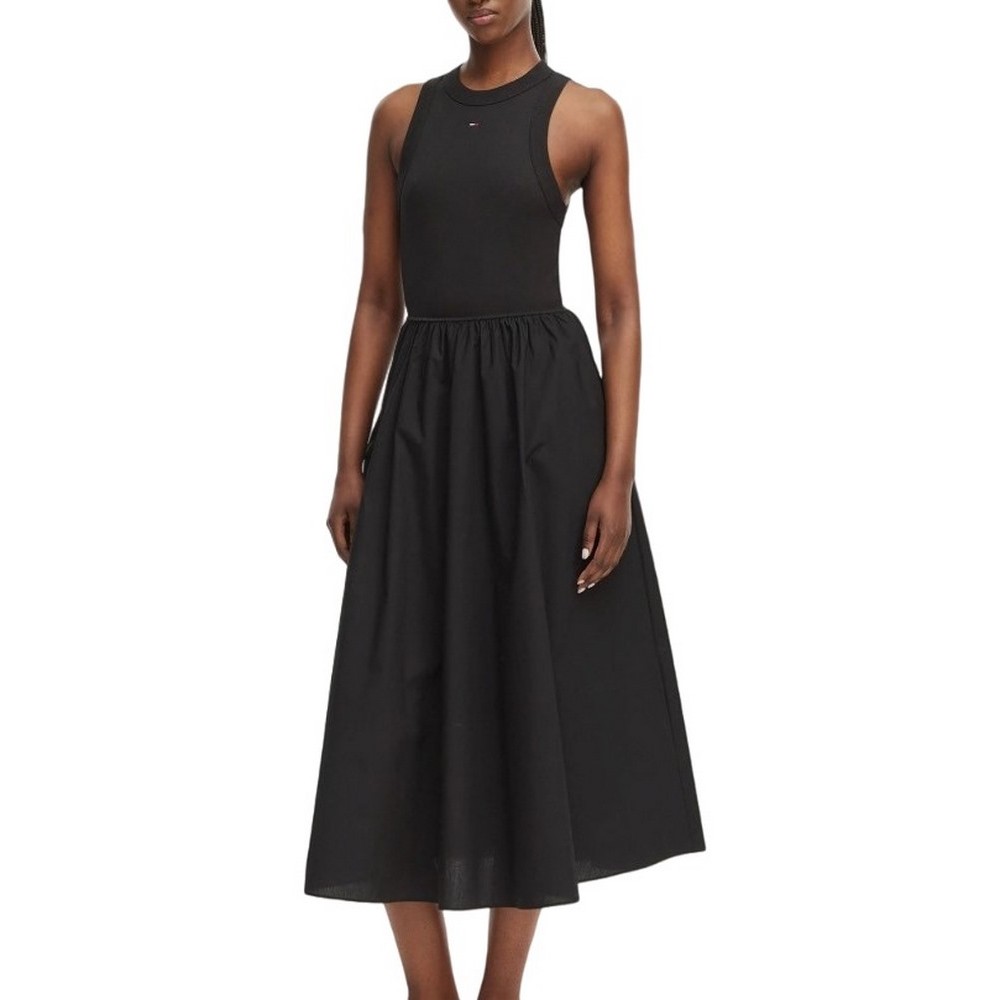 TOMMY JEANS RIB POPLIN TANK DRESS EXT ΦΟΡΕΜΑ ΓΥΝΑΙΚΕΙΟ BLACK
