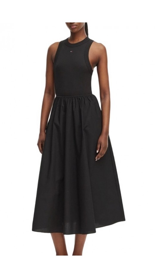 TOMMY JEANS RIB POPLIN TANK DRESS EXT ΦΟΡΕΜΑ ΓΥΝΑΙΚΕΙΟ BLACK