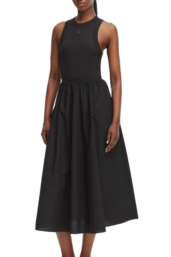 TOMMY JEANS RIB POPLIN TANK DRESS EXT ΦΟΡΕΜΑ ΓΥΝΑΙΚΕΙΟ BLACK