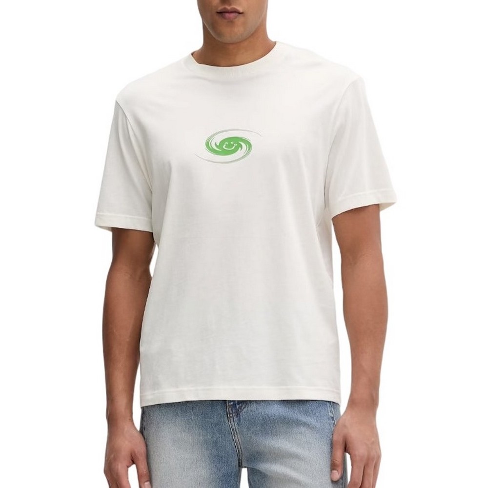 HUGO BOSS JERSEY NUNARIZ T-SHIRT ΜΠΛΟΥΖΑ ΑΝΔΡΙΚΗ OFF WHITE