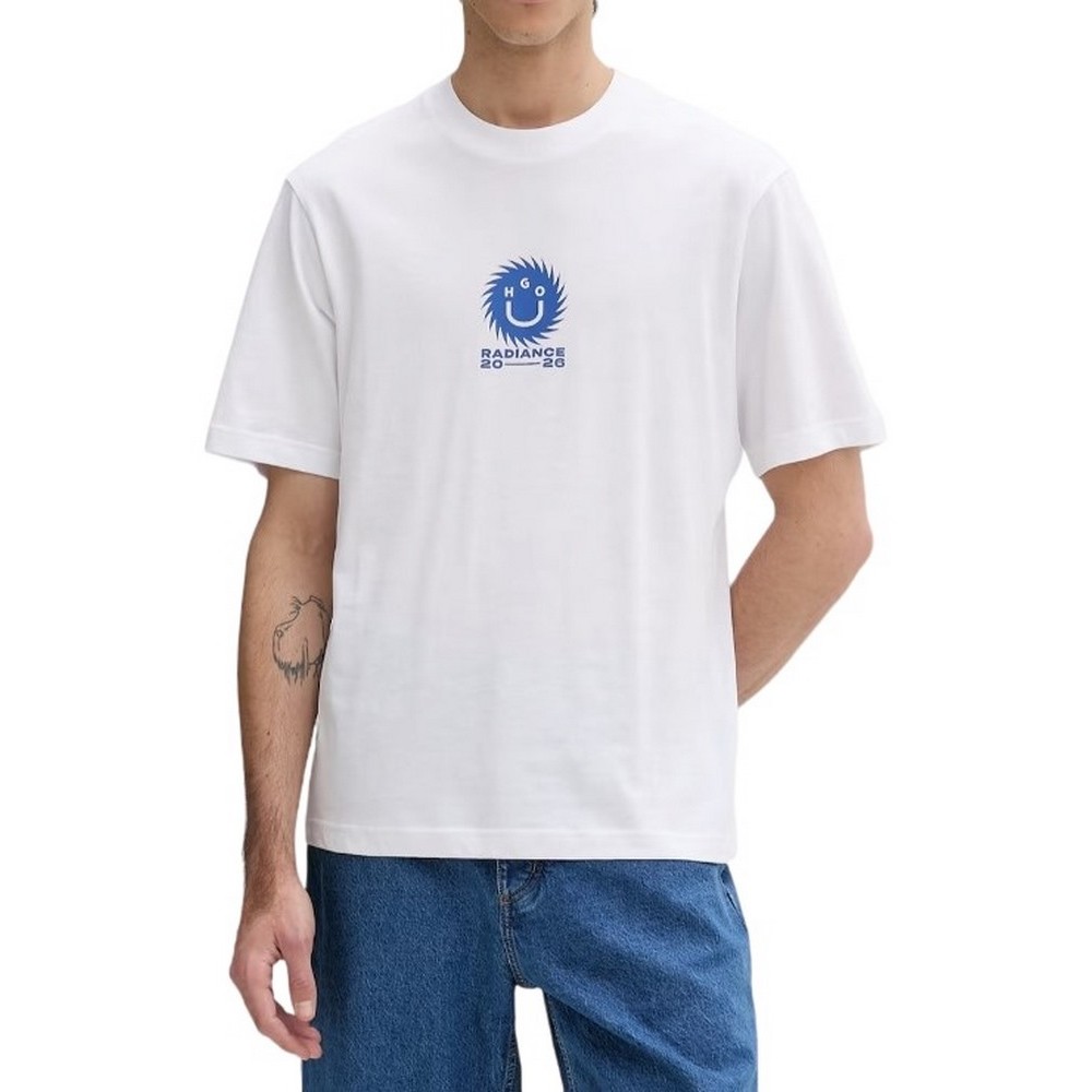 HUGO BOSS JERSEY NUNARIZ T-SHIRT ΜΠΛΟΥΖΑ ΑΝΔΡΙΚΗ WHITE