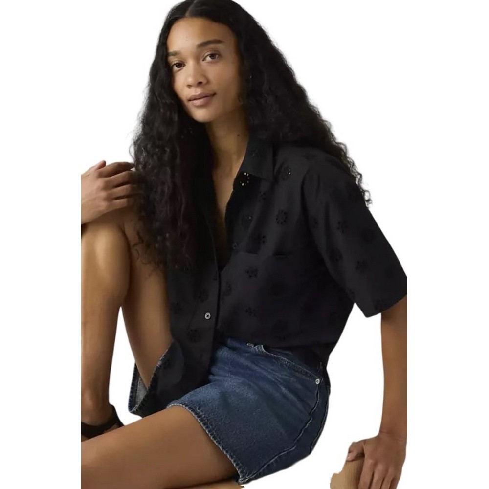LEVIS NOVELTY HARLIE SS CROPPED SHIRT ΠΟΥΚΑΜΙΣΟ ΓΥΝΑΙΚΕΙΟ BLACK