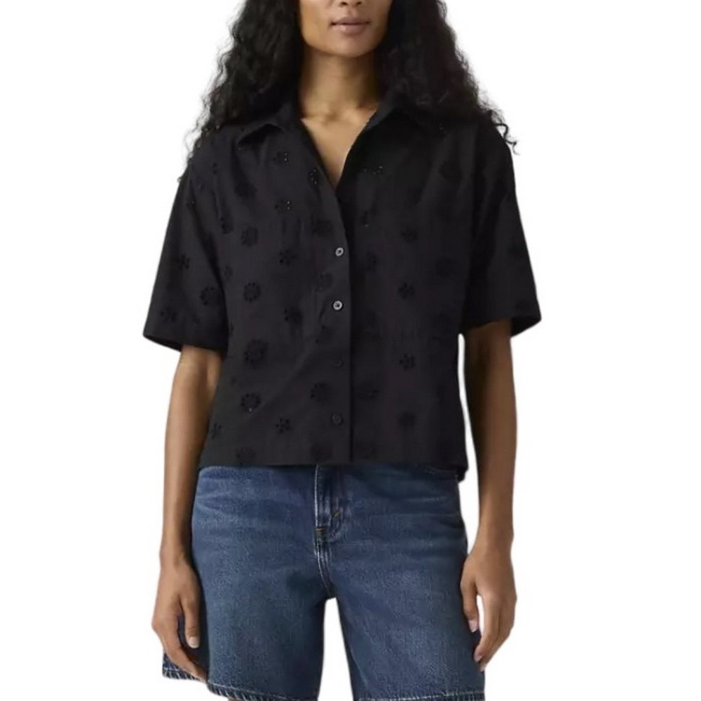 LEVIS NOVELTY HARLIE SS CROPPED SHIRT ΠΟΥΚΑΜΙΣΟ ΓΥΝΑΙΚΕΙΟ BLACK