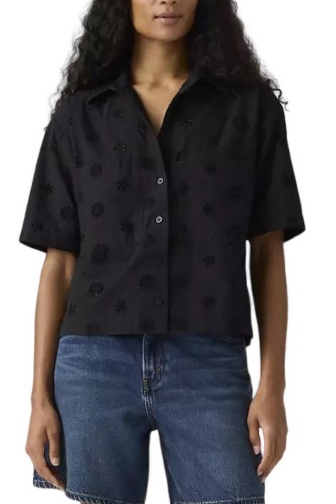 LEVIS NOVELTY HARLIE SS CROPPED SHIRT ΠΟΥΚΑΜΙΣΟ ΓΥΝΑΙΚΕΙΟ BLACK