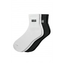 UGG QUINLIN LOGO QUARTER 2 PACK 1171623 ΚΑΛΤΣΑ ΜΕΣΑΙΑ ΓΥΝΑΙΚΕΙΑ WHITE/BLACK