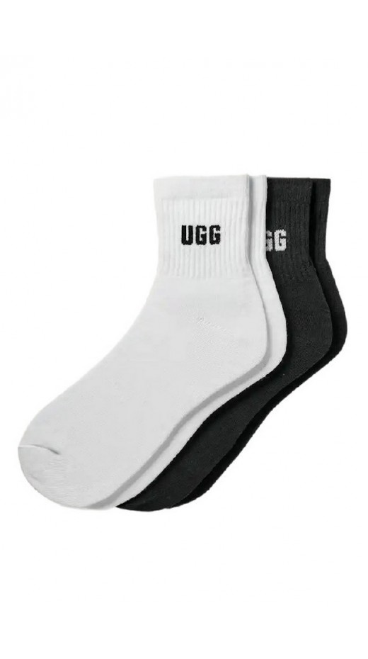 UGG QUINLIN LOGO QUARTER 2 PACK 1171623 ΚΑΛΤΣΑ ΜΕΣΑΙΑ ΓΥΝΑΙΚΕΙΑ WHITE/BLACK